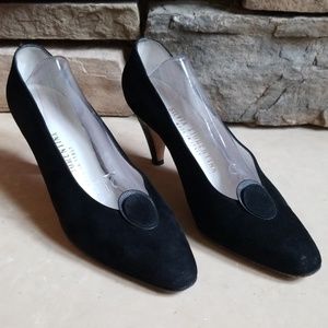 Silvia Fiorentina black suede vintage pumps sz 7N